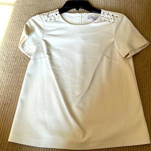 NWT Faux leather white top